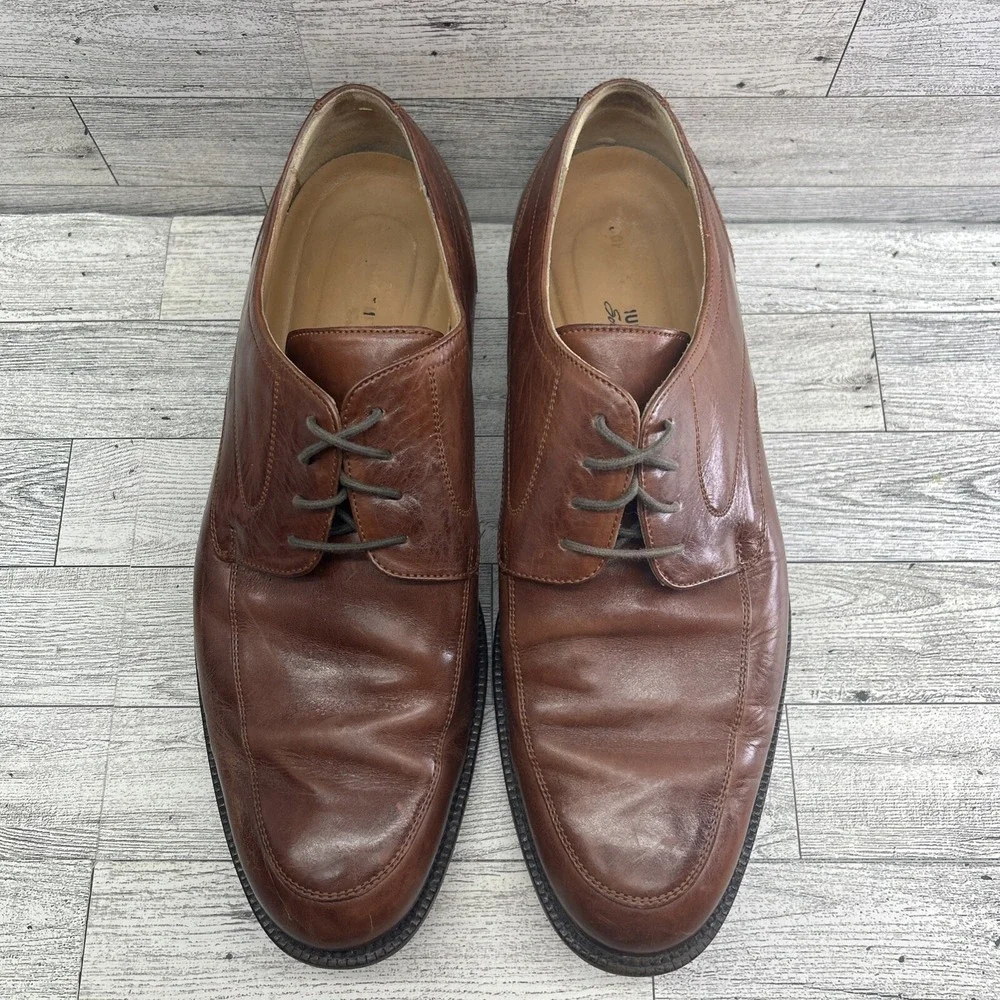 Johnston Murphy Signature Series Brown Sheepskin Oxford Dress Shoes‎ Men Sz 9.5W
